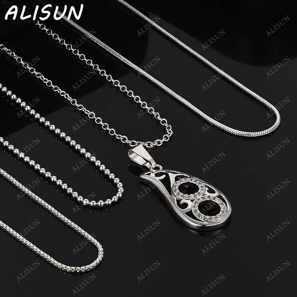 

ALISUN 40-75cm 925 Sterling Silver Zircon Water Drop Pendant Necklace For Women Men Charm Trend Birthday Gifts Fashion Party