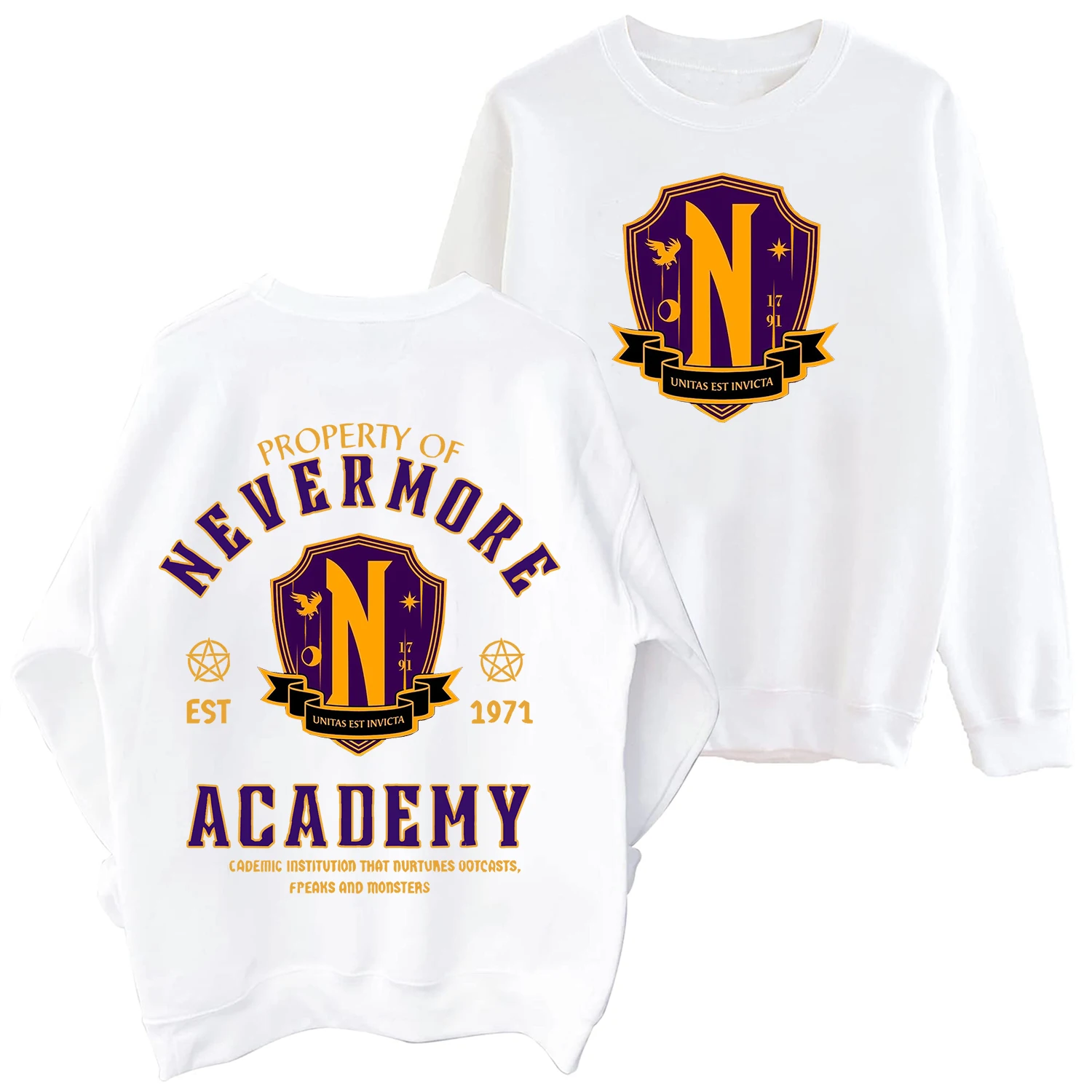 Wednesday Addams Nevermore Academy Sweatshirt Man Woman Harajuku Pullover Tops Long Sleeve Oversized Hoodie Fans Gift