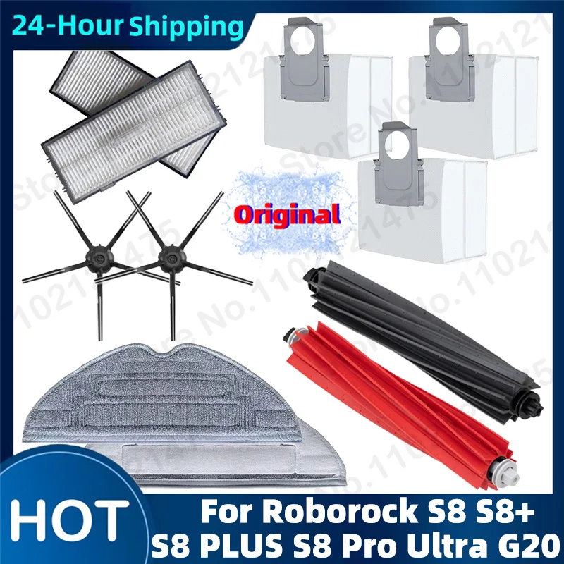 

Original Main Side Brush Dust Bag Washable Filter Parts For Roborock S8 PLUS S8+ S8 Pro Ultra G20 Replaceable Mop Accessories
