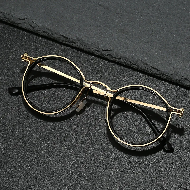 

2025 New Retro Men Anti-blue Light Glasses Women Classic Round Frame Eyewear Transparent Lens Metal Vintage Luxury Glasses Frame