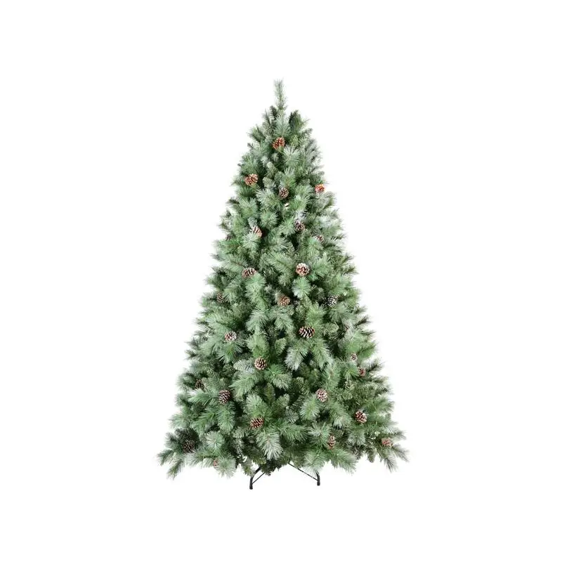 7ft kunstmatige groene kerstboom met 1348 PVC gemengde takpunten, dennenappels, scharnierende premium en opvouwbare basis voor vakantie