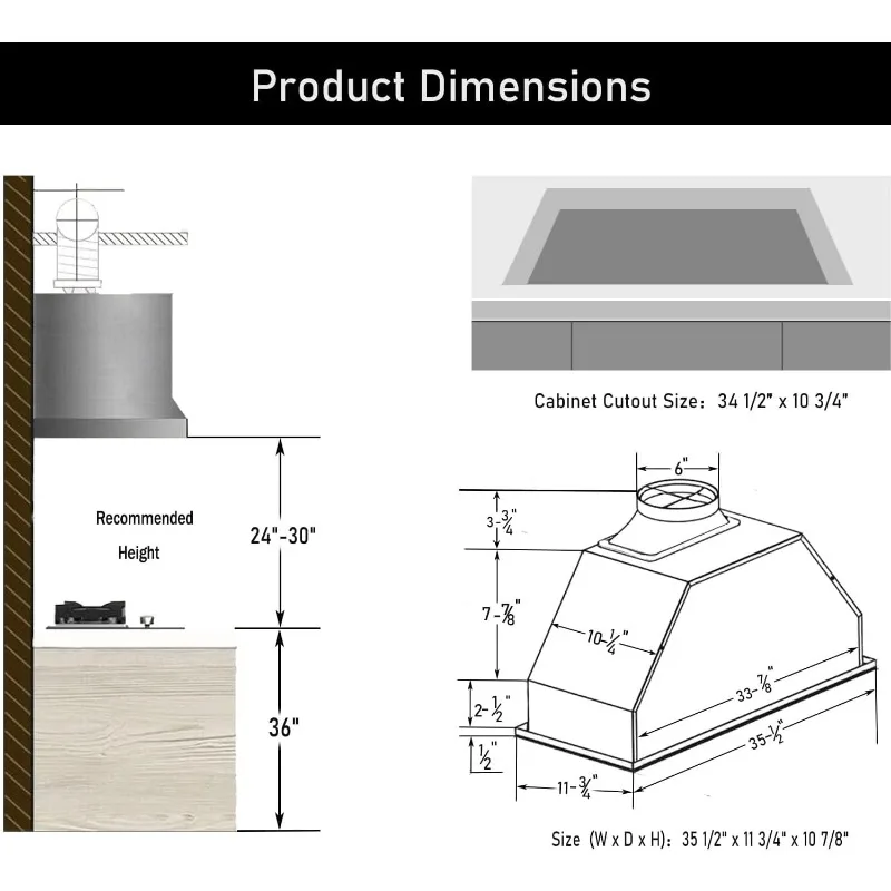 Hot Selling Range Hood Insert  Vent Hood Insert Swiftly Removing Oil Fumes Odorsand Water Vapor Keeping The Kitchen Air Fresh