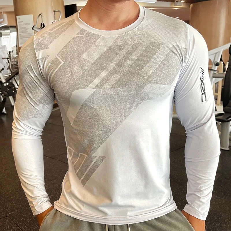 

Men Sport T-shirt Quick Dry Bodybuilding Running Shirt Long Sleeve Compression Top Gym T Shirt Men Fitness Tight Rashgard