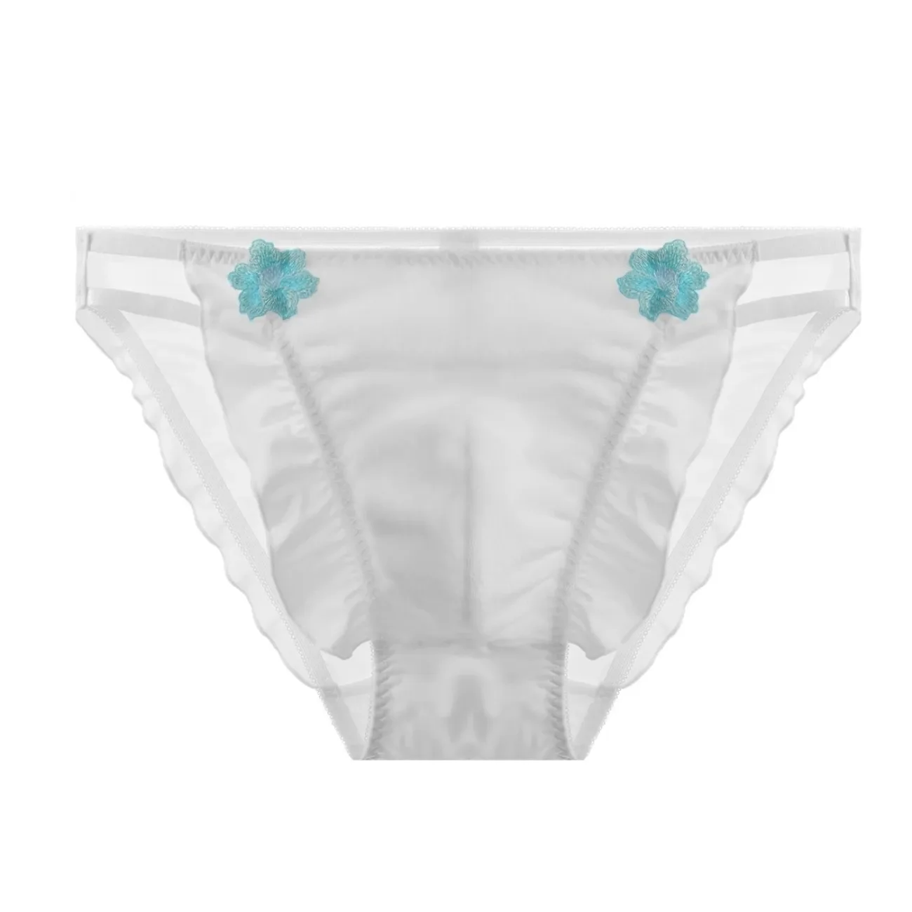 Sexy Man's Pink Flower Embroid Underwear Briefs Cross-dressing Low Waist Panties Bar Club Underpants FKK Party BF Gift Costumes