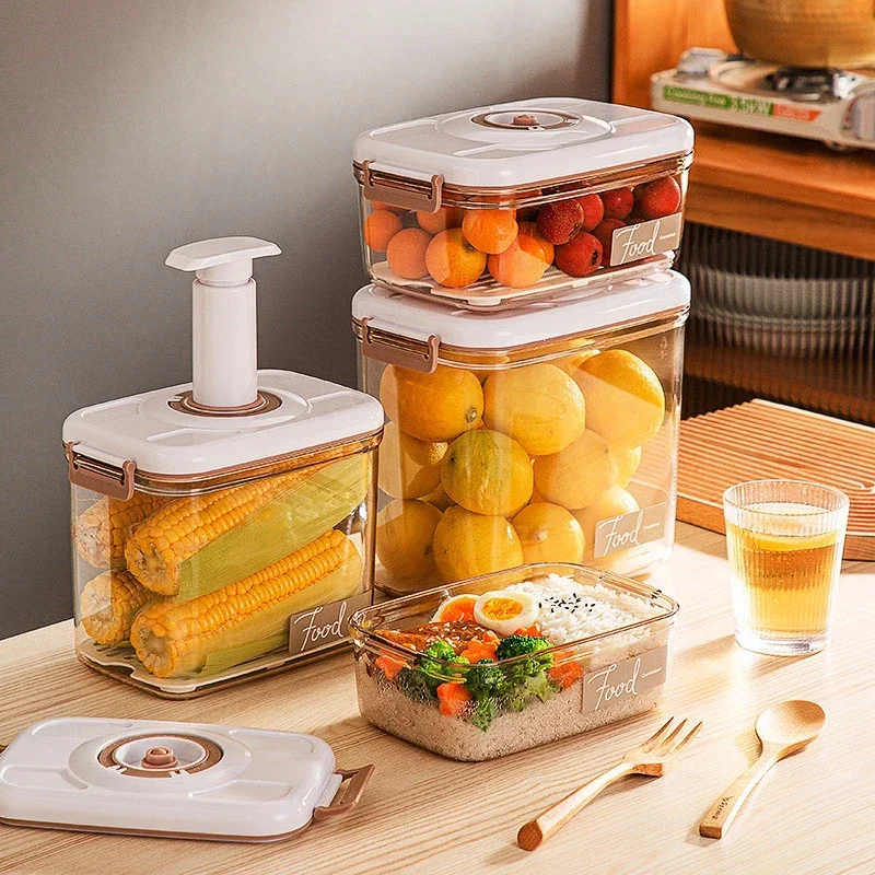 

Convenient Vacuum Fresh-keeping Food Storage Container with Hand Pump Airtight Jar Box Sealed Preservation Kitchen Accessories