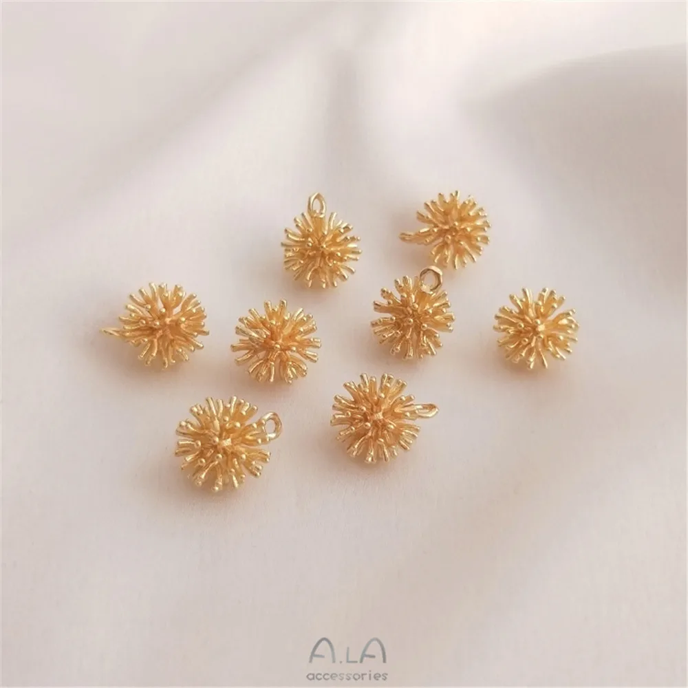 

14K gold color wool ball pendant Copper plated real gold pinecone ball DIY pendant bracelet jewelry pendant