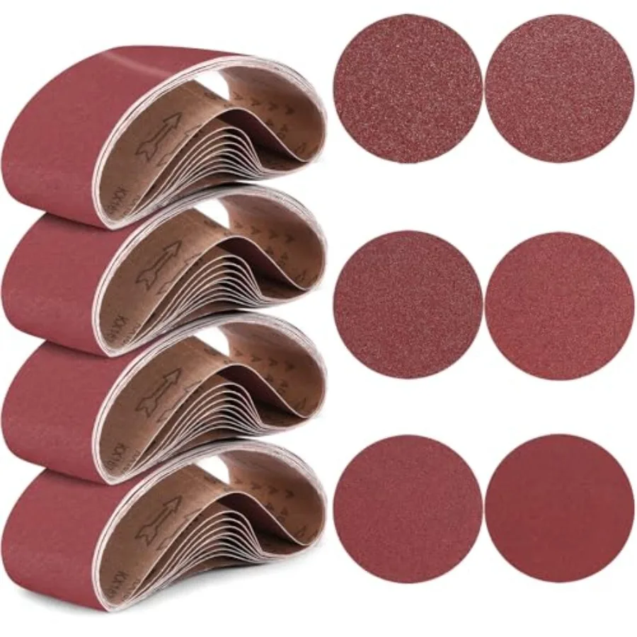 

Pieces Sanding Belts and Sanding Discs Set Includes 4 x 36 Inch Belts 80/120/150/240/400 Grits and 6 Inch Self Adhesive No Hole