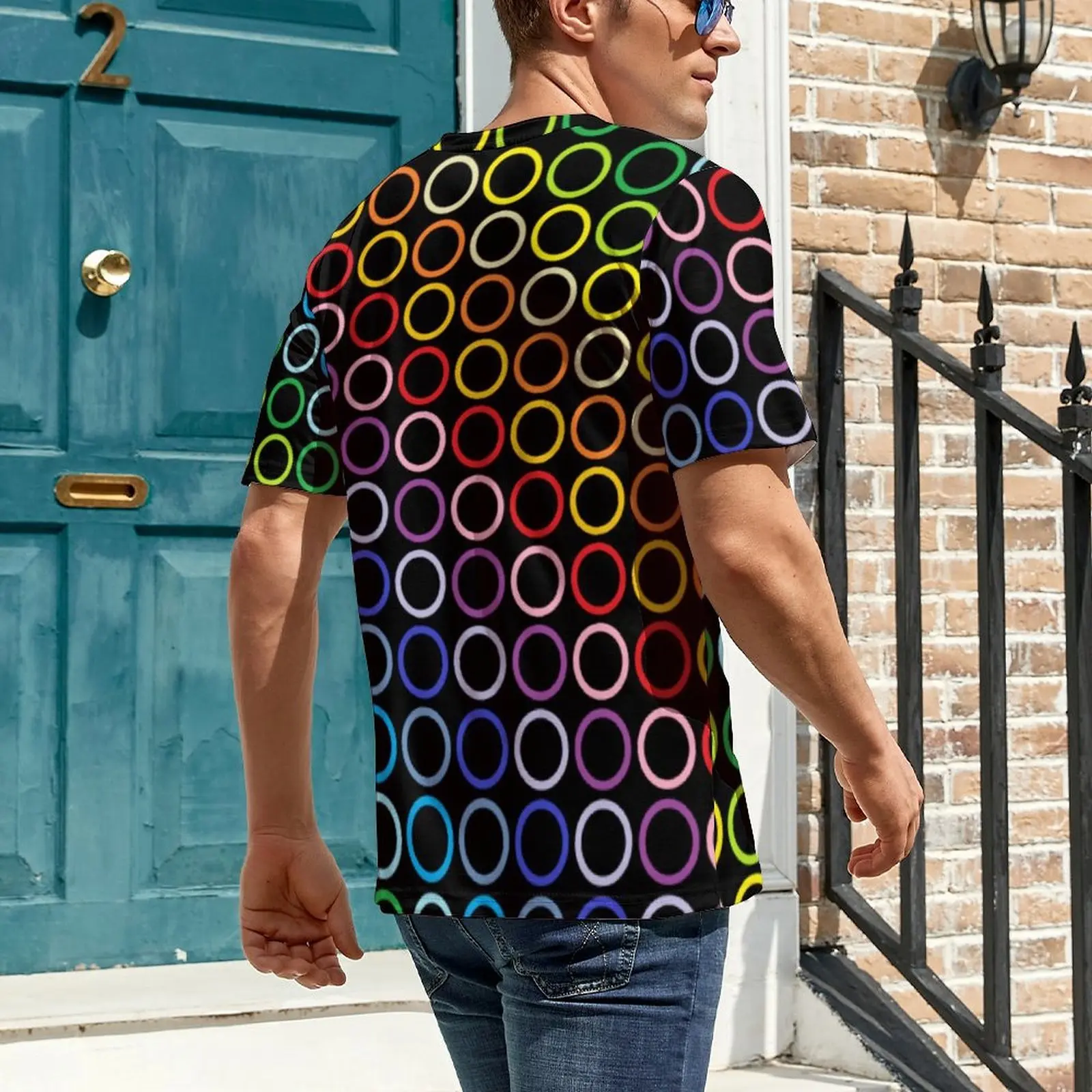 Rainbow Circles T Shirt For Couple Broader Spectrum O Neck T Shirts Summer Vintage Clothes Short Sleeve Oversized Tee Shirt Gift