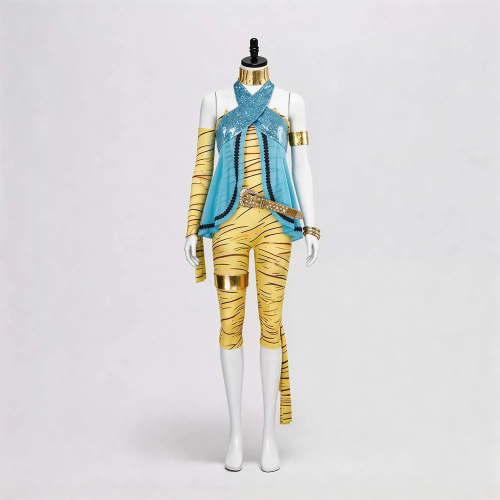 Disfraz de Cleópatra, Conjunto Completo de Top y Pantalones, Personaje de Anime, Ropa para Actuaciones de Disfraces de Halloween para Mujer