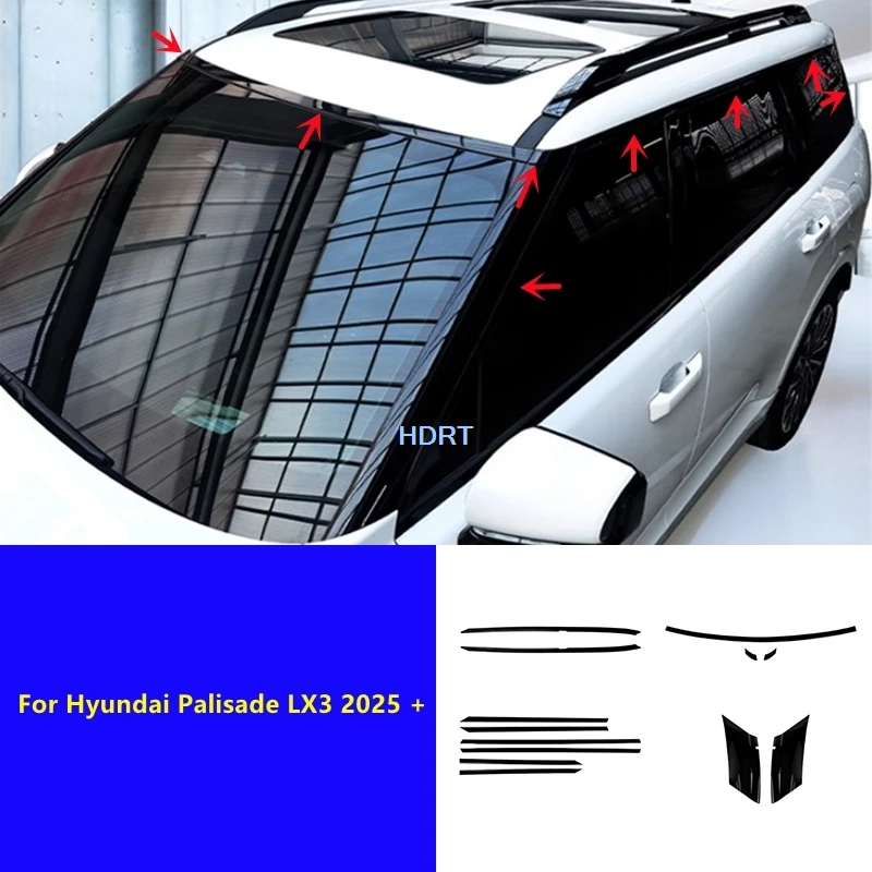 

Для Hyundai Palisade LX3 2025 + Стайлинг автомобиля, переднее лобовое стекло, стекло, отделка окна, колонна, D-стойка, комплект кузова, аксессуары