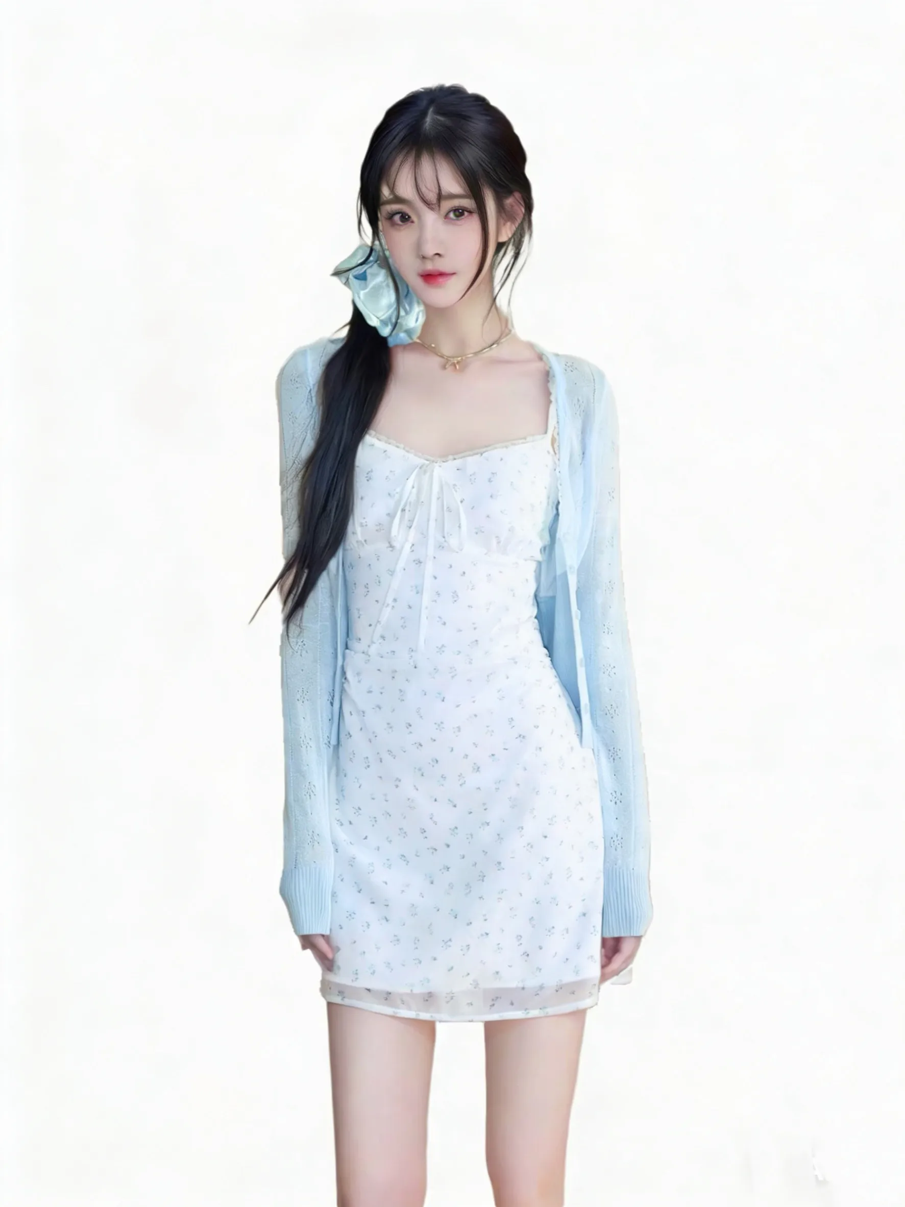

Original Burjuman Forest Wardrobe Summer New Floral Print Dress Strapless Dress Shawl Cardigan Set Elegant Quality Women's Fa...