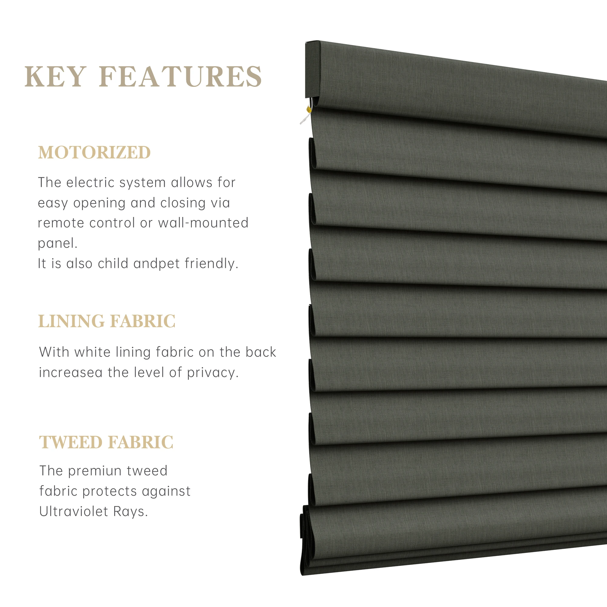 Factory Direct Supply Home Decor Electirc Manual Blackout Roman Shades Roman Blinds for Window - view 2