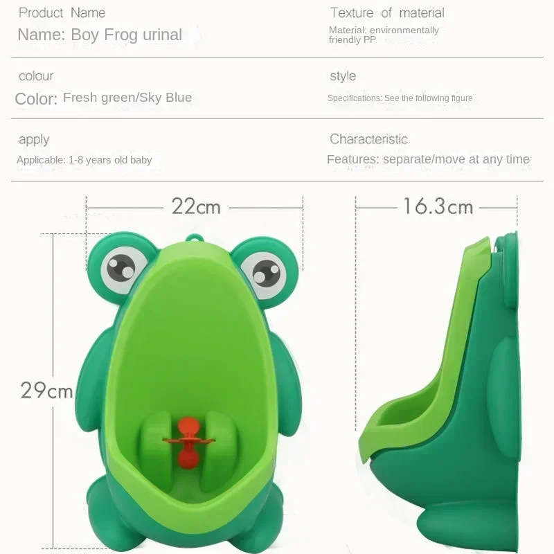 Cartoon sapo forma potty, mictórios de parede, suporte de treinamento para banheiro mictório vertical para criança, bebês meninos, infantil