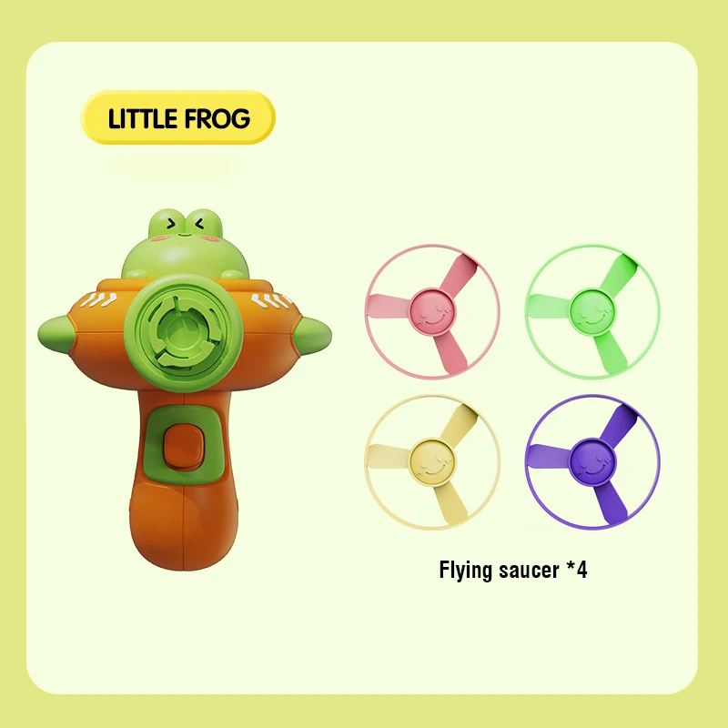 Flying Dics Gun Flying Saucer Launcher Toy Cute Cartoon Rabbit Frog Gun Children's Outdoor Sports Toy Training Family Toy