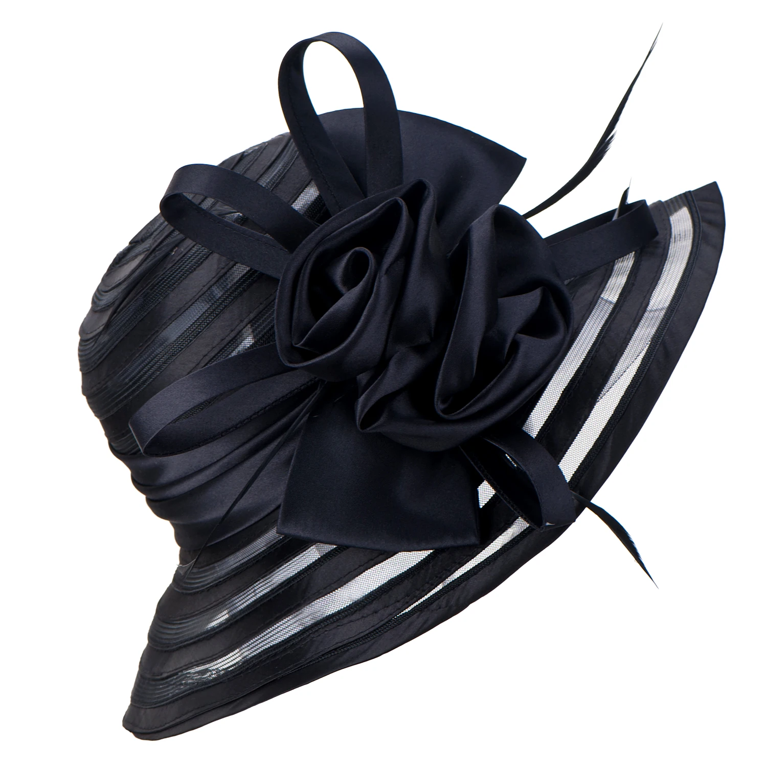 

Lawliet Summer Hats for Women Wide Brim Cap Beach Floppy Bridal Mother Church Hat Church Wedding Satin Ribbon Hats A214