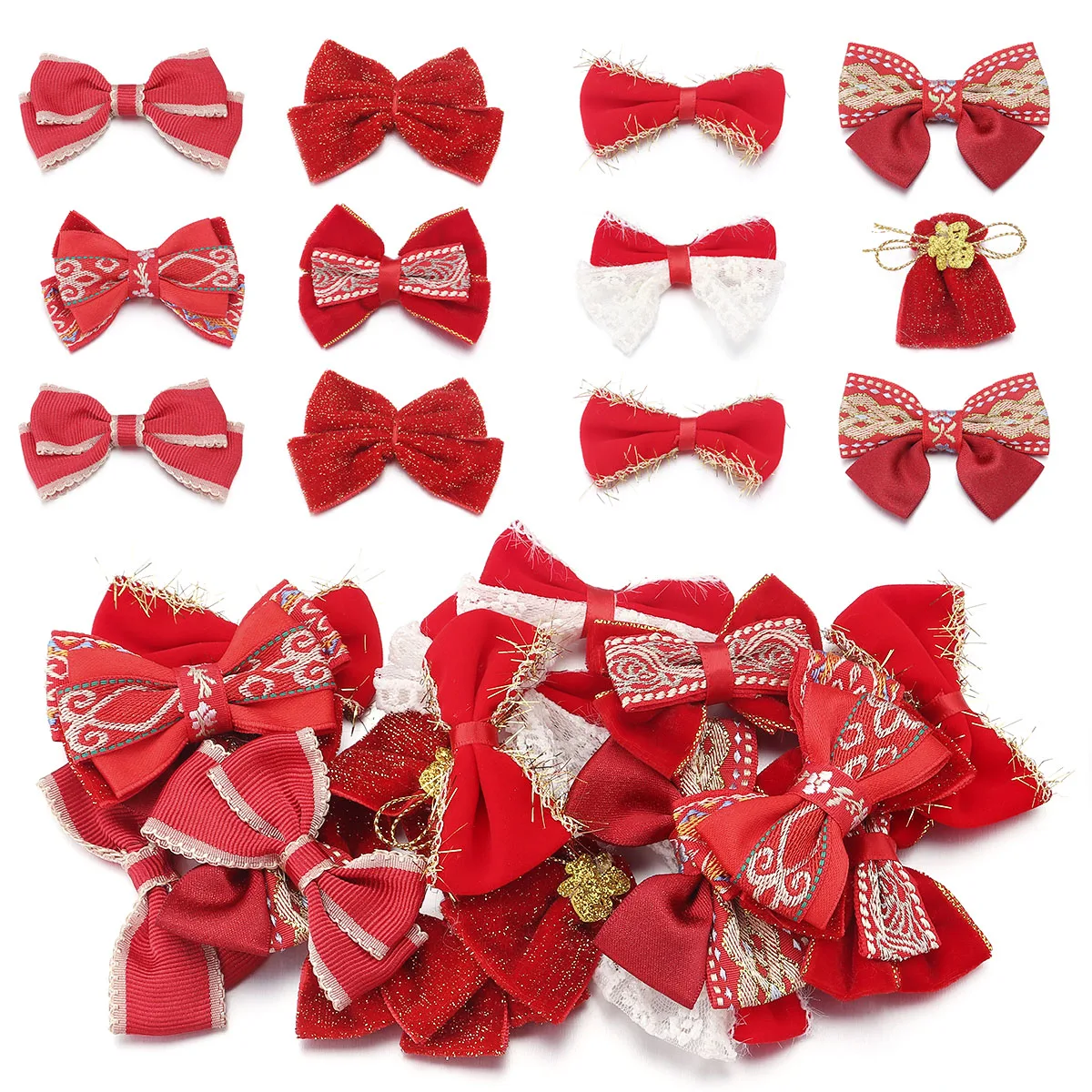 

5Pcs Cute Christmas Bows Little Girl Hair Accessories Christmas Hanging Decorations Clothing Ornaments Decoration wholesale