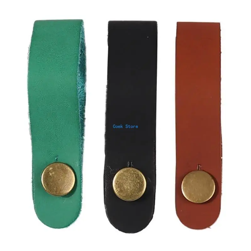 

11UE PU Leather Guitar Headstock Tie Strap Hook with Metal Buttons Guitar Neck Strap