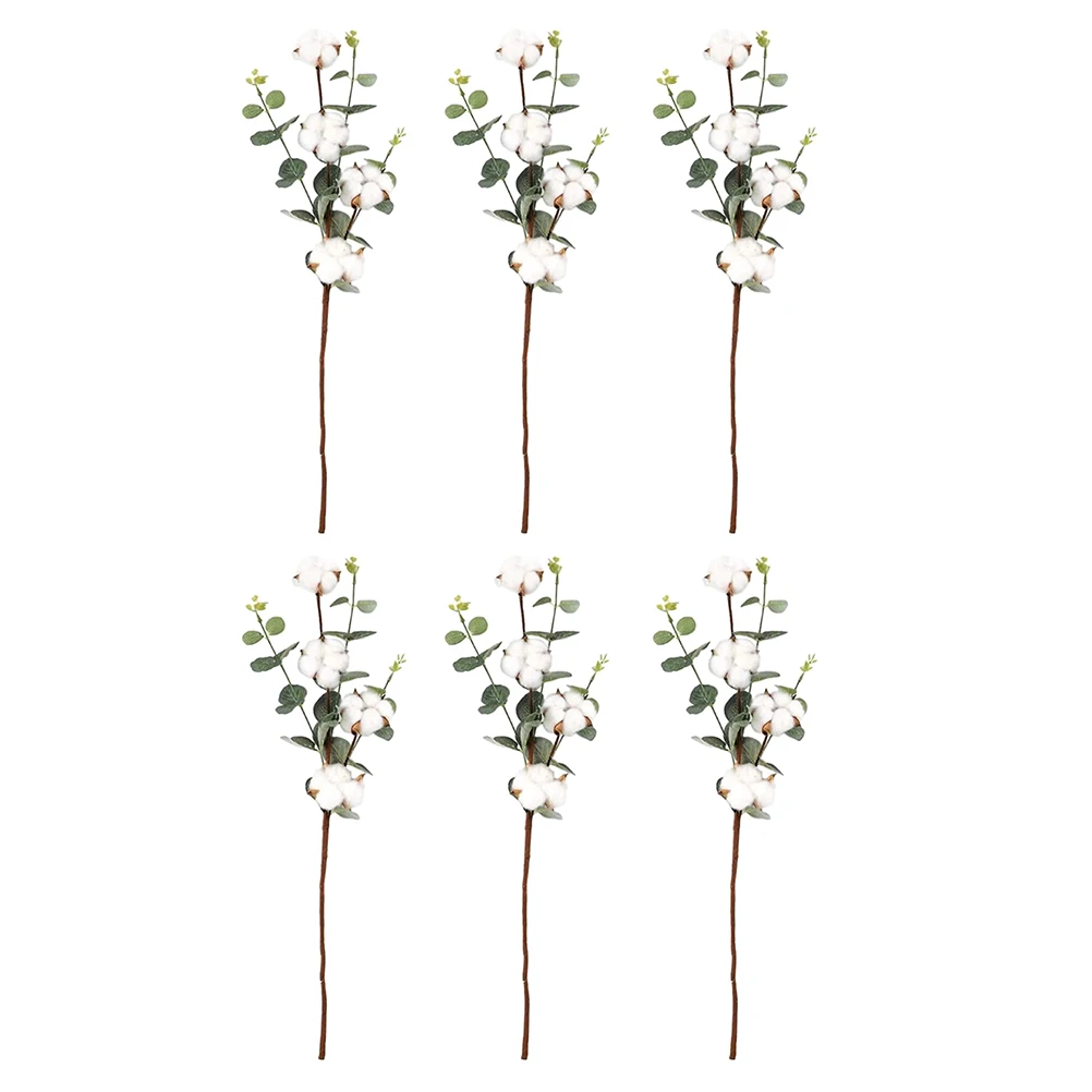 

6pcs Artificial Decoration Fabric Iron Branches Long Lasting Floral Arrangement Supplies Wedding Home Nordic
