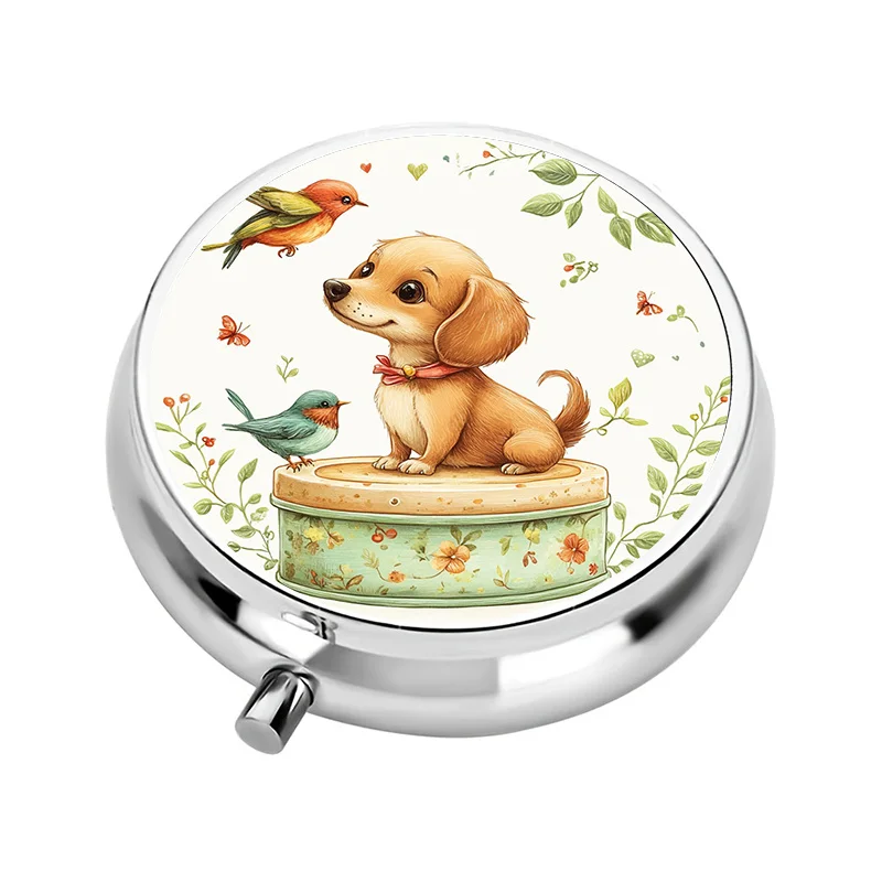 1 X 3-Compartment Pill Box, Cute Cartoon Dog-Themed Mini Pill Box, Pill Storage Box, Ideal for Storing Vitamins When Traveling