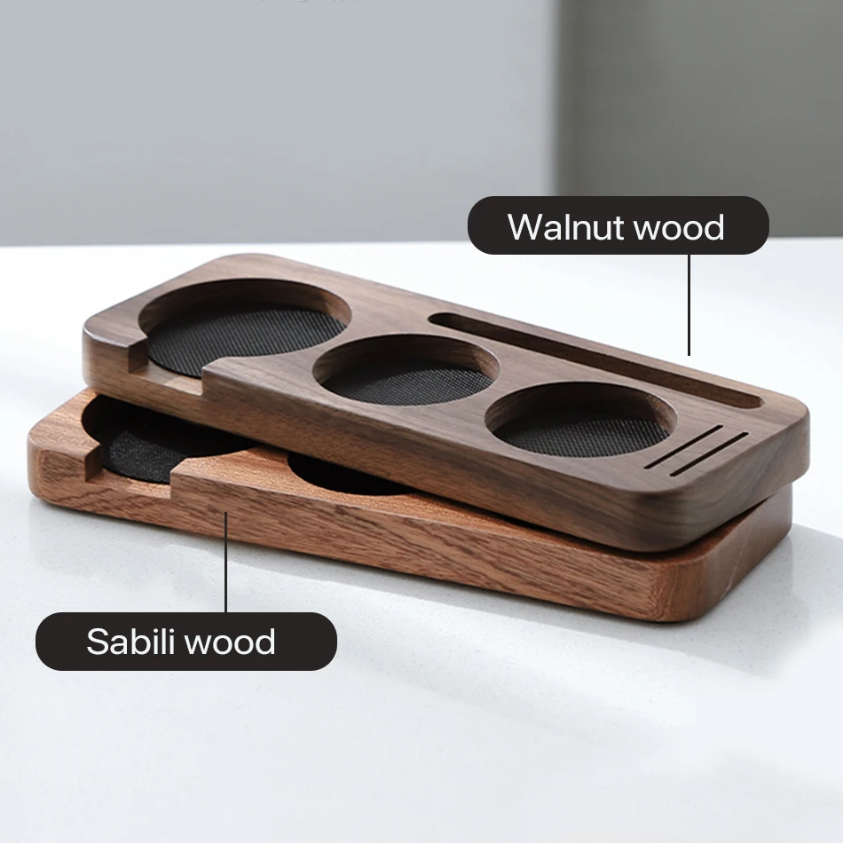 Coffee Tamper Mat Station Stand Portafilter Holder Support Base Rack Walnut Wood For 51MM 54MM 58MM Espresso Accessories Barista