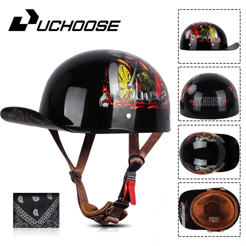 Gorra de béisbol para motocicleta, casco Retro Vintage, cara abierta, Scooter, Cruiser, Chopper, Gángster, verano, 2024