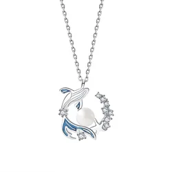 NEW European AAA CZ Ocean Whales Starfish 100% S925 Sterling Silver Necklace Chain For Women Birthday Party Gift Jewelry