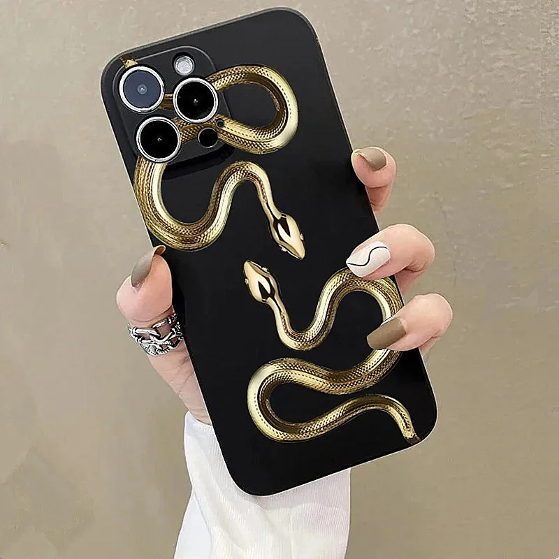 Luxury Black Gold Snake Phone Case for Xiaomi Redmi Note 14 13 12 Pro Plus 11 10 12s 11s 10s 12C 13C 14C 4g Soft Silicone Cover