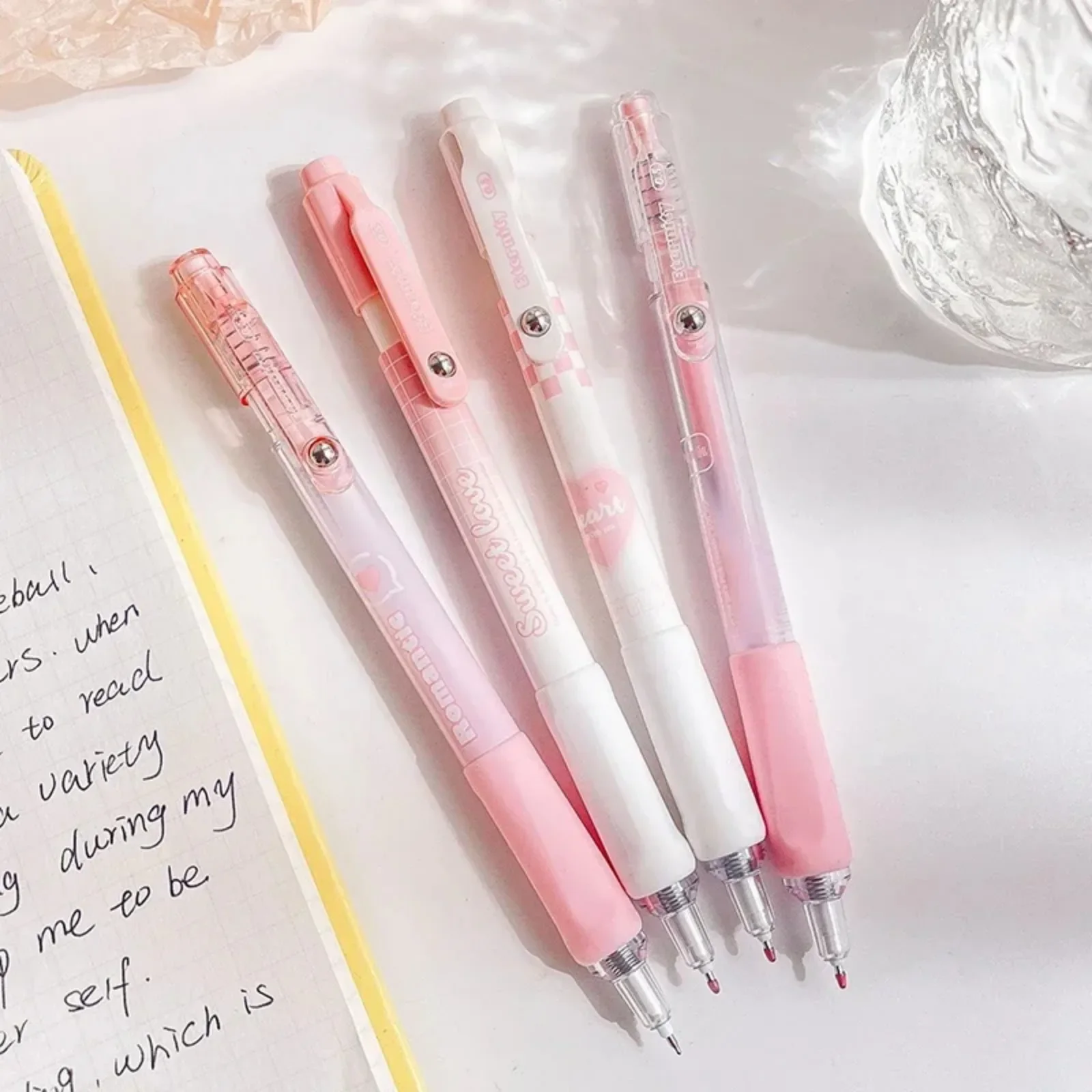 1pcs Cute Gentle Style Automatic Neutral Pens Kawaii Black Ink Mechanical Gel Pens Korean Stationery School Office Girl Gift