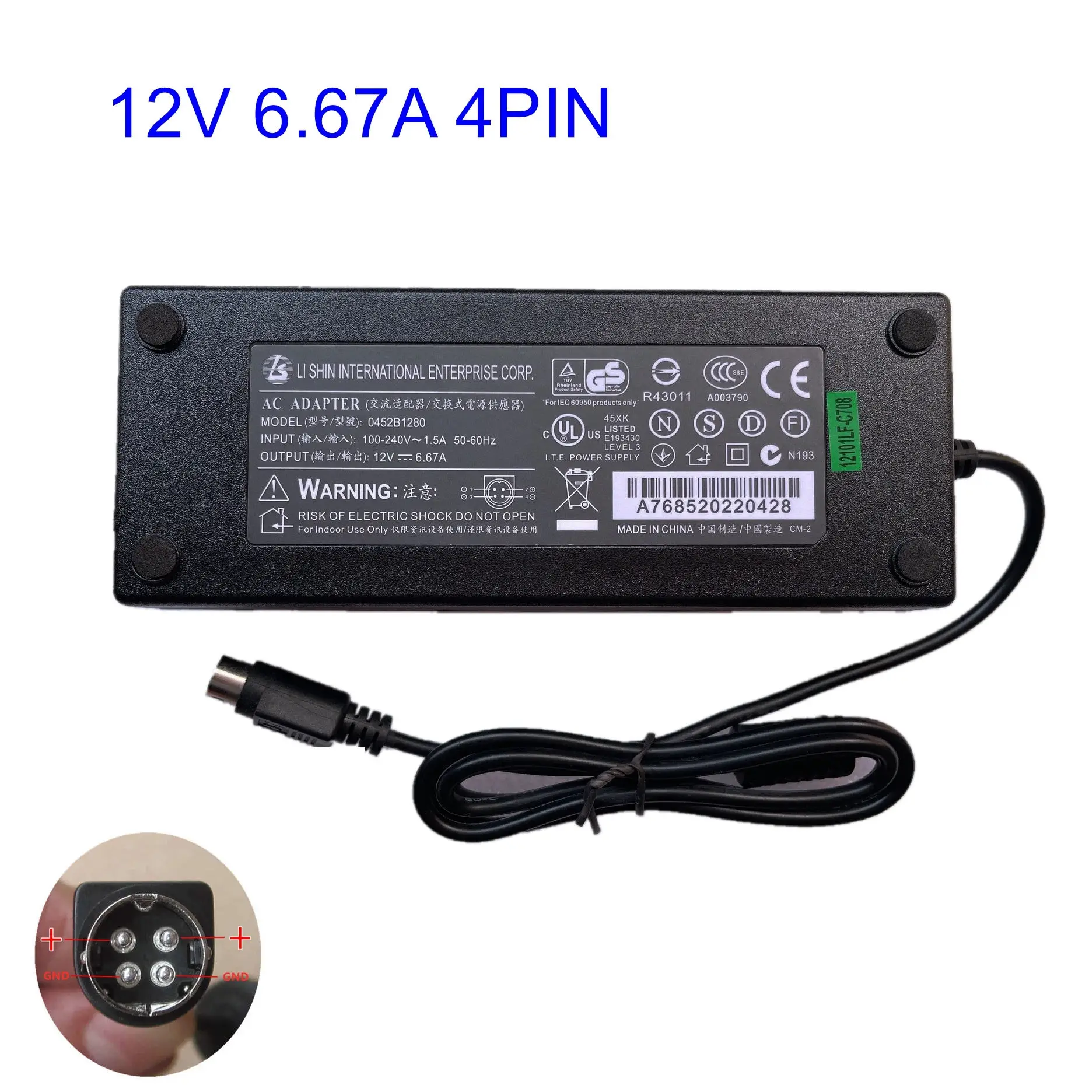 

Genuine LI SHIN 12V 6.67A 80W AC Adapter For ASUS PW201 CINTIQ UX21 Monitor Power Supply LSE111C1280 0227B12100 0219B1280