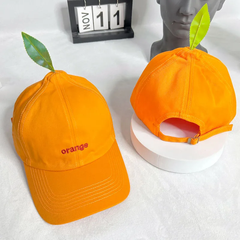 

New Fashion Caps Cool Style Kawaii Hats Funny Design Orange Embroidered Orange Baseball Cap Women Soft Top Baseball Cap Men Caps