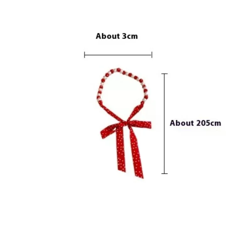 Fashion Vintage Polka Dot Long Silk Scarf Pearl Waist Chain Fashionable Luxurious Design Belt Exquisite Clothing Accessories