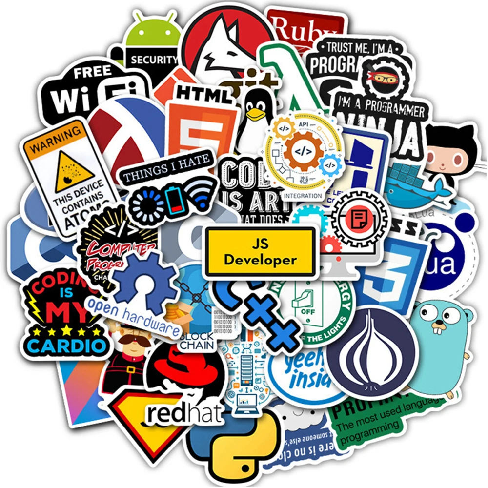 10/30/50 Uds. Pegatinas de Software de Programación, Pegatinas de Internet de Java, PHP, JS, Pegatinas de Dibujos Animados para Guitarra, Equipaje, Teléfono, Decoración