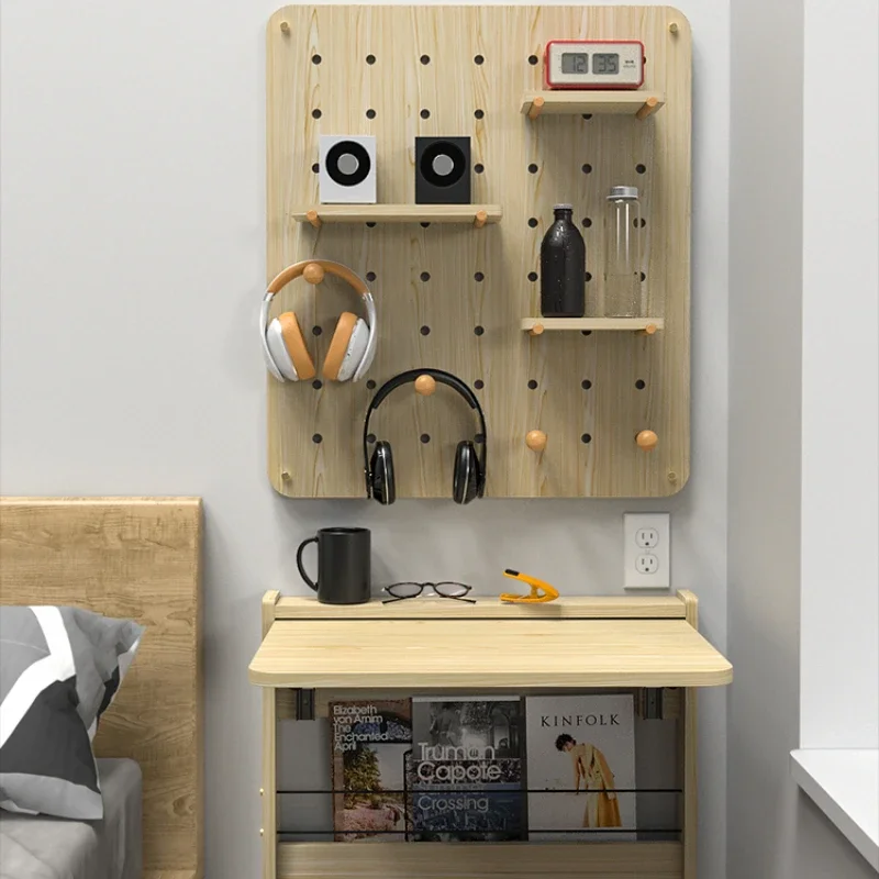 Creative Wall-Mounted Desk Pegboard Storage Organizer Multi-Functional Desk with Book and Accessory Rack Compact Study Table