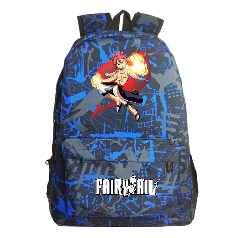 Nylon Backpack With Fairy Tail Print School Bags Student Girls Boys Lightweight Children Backpack Men Casual Travel Backbacks