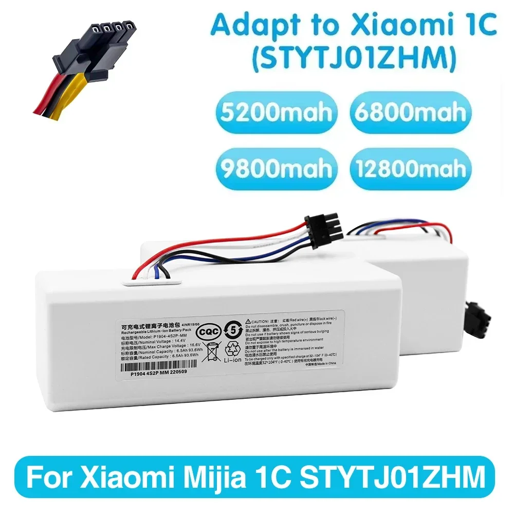 

NEW STYTJ01ZHM 14.4V 12800mah P1904-4S1P-MM Battery For Xiaomi Mijia 1C Robot Vacuum Mop Cleaner Accessories Parts dropshipping