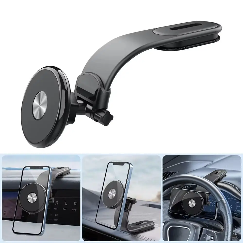 Magnetic Dashboard Car Phone Holder Bendable Foldable Car Cell Phone Mount Rotation for iPhone 16 15 14 Series/Samsung/Xiaomi