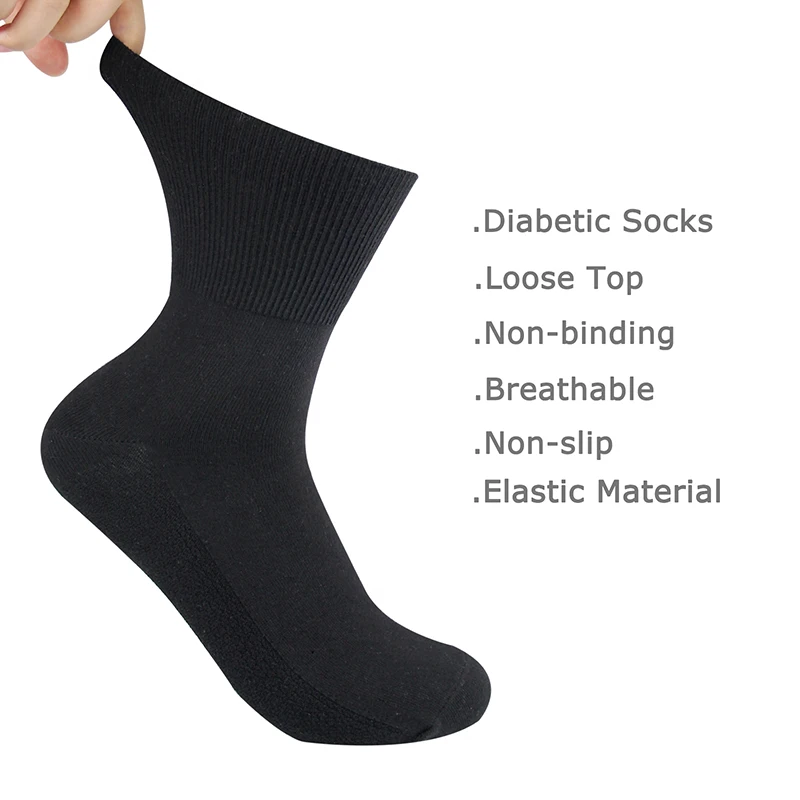 2 Pairs/Lot Large Plus Big Size Diabetic Socks Non-Binding Loose Top Cotton Sock Diabetes Patients Men and Women EU Size 42-UP