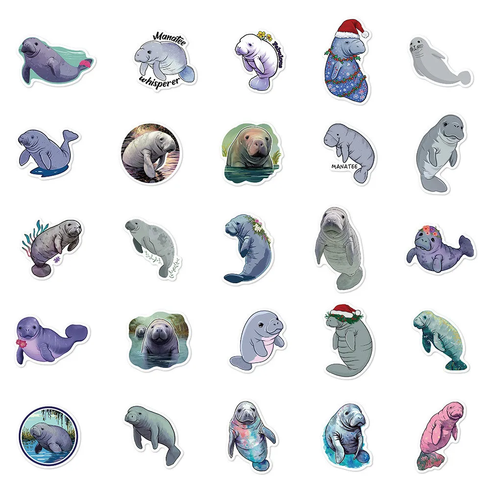 50 قطعة من ملصقات Manatee الكرتونية - ديكور مقاوم للماء لأجهزة الكمبيوتر المحمولة ومجلات أجهزة الكمبيوتر المحمولة وحافظات الهاتف، متجر ملصقات BulingBulingStickers DIY