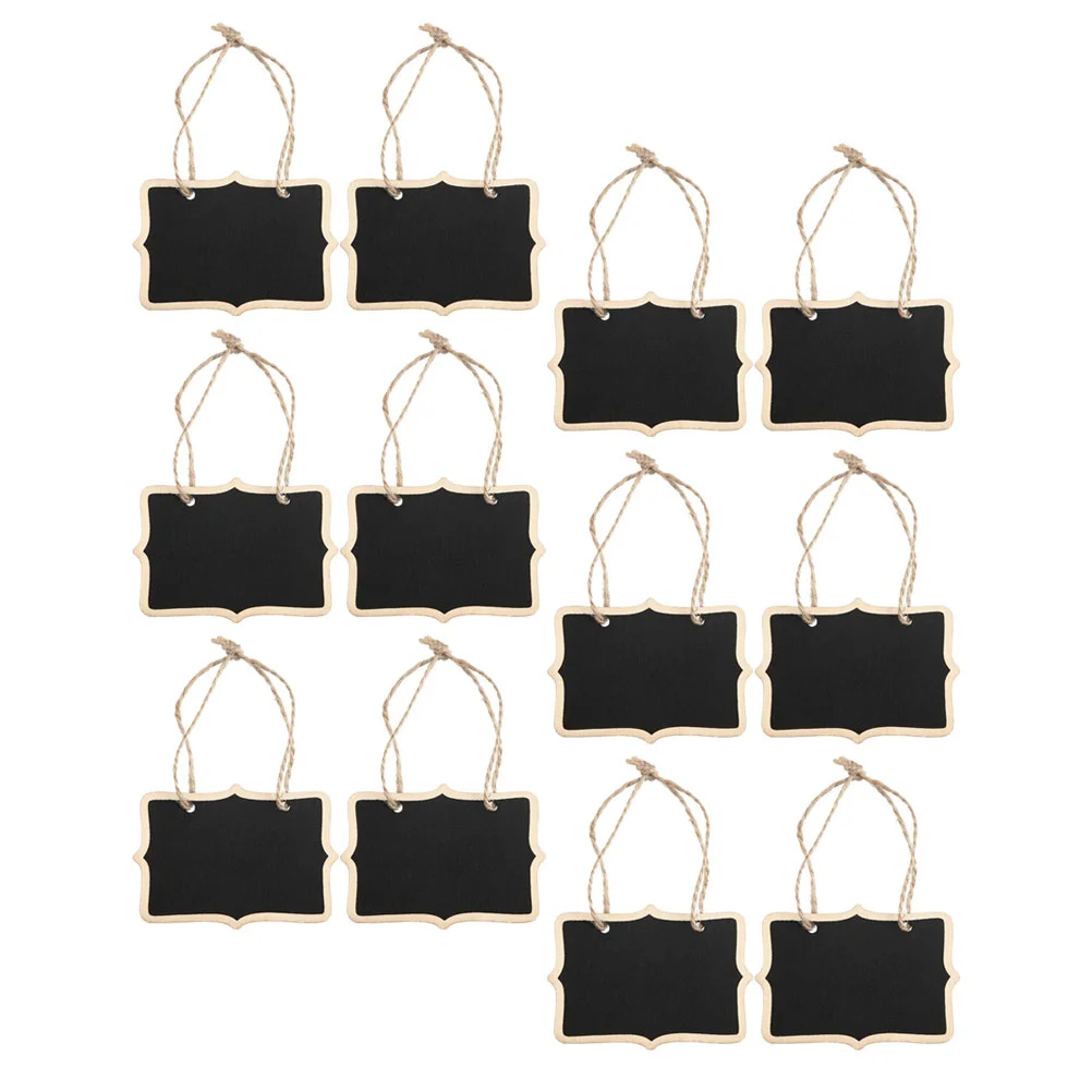 12 Pcs Wooden Blackboard Child Labels Reusable Chalk Boards Tags Hanging Message