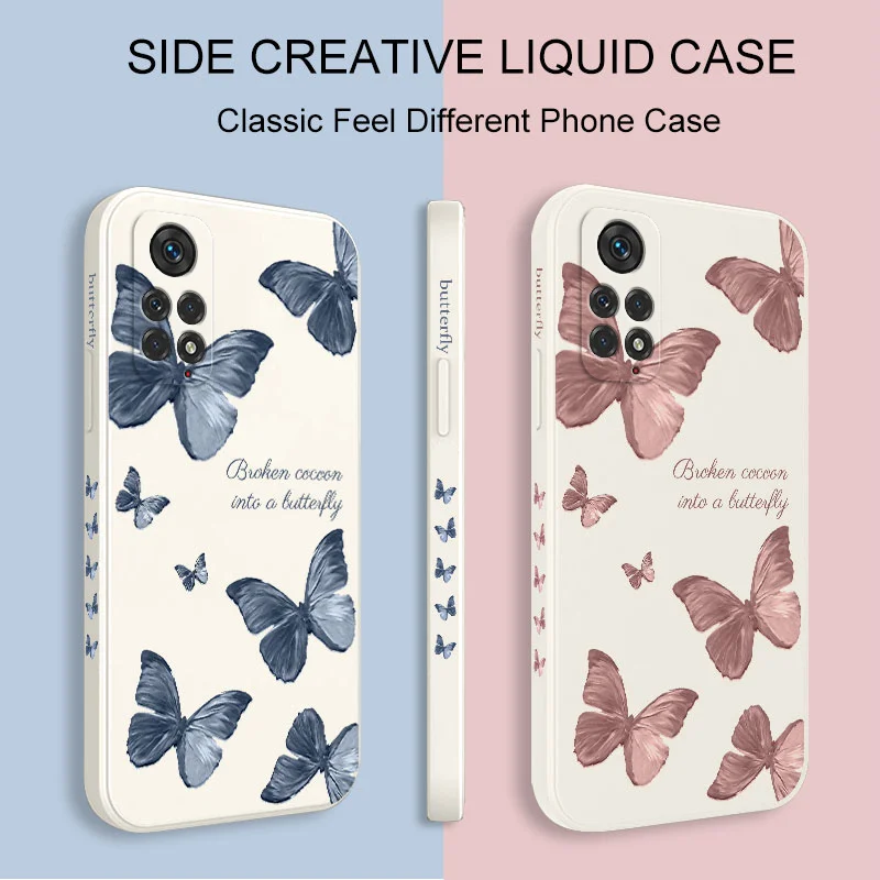 Red Blue Butterfly Phone Case For Xiaomi Redmi Note 13 12 12S 11 11E 11S 10 10A 10T 10S 9T 9 8 7 Pro 10C 9T 4G 5G Cover