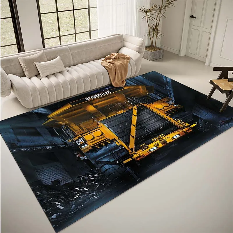 Large Mechanical Excavator Truck Pattern Living Room Bedroom Carpet Bedside Bathroom Floor Mat 15 Sizes Area Rug Home Decor Rugs