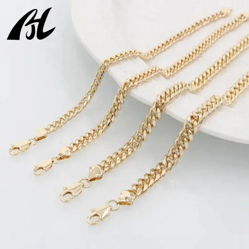 

High Quality Brass Gold Plated Classic Snake Chain Bracelets Oro Laminado Cuban Chain Hip Hop Men's and Women's