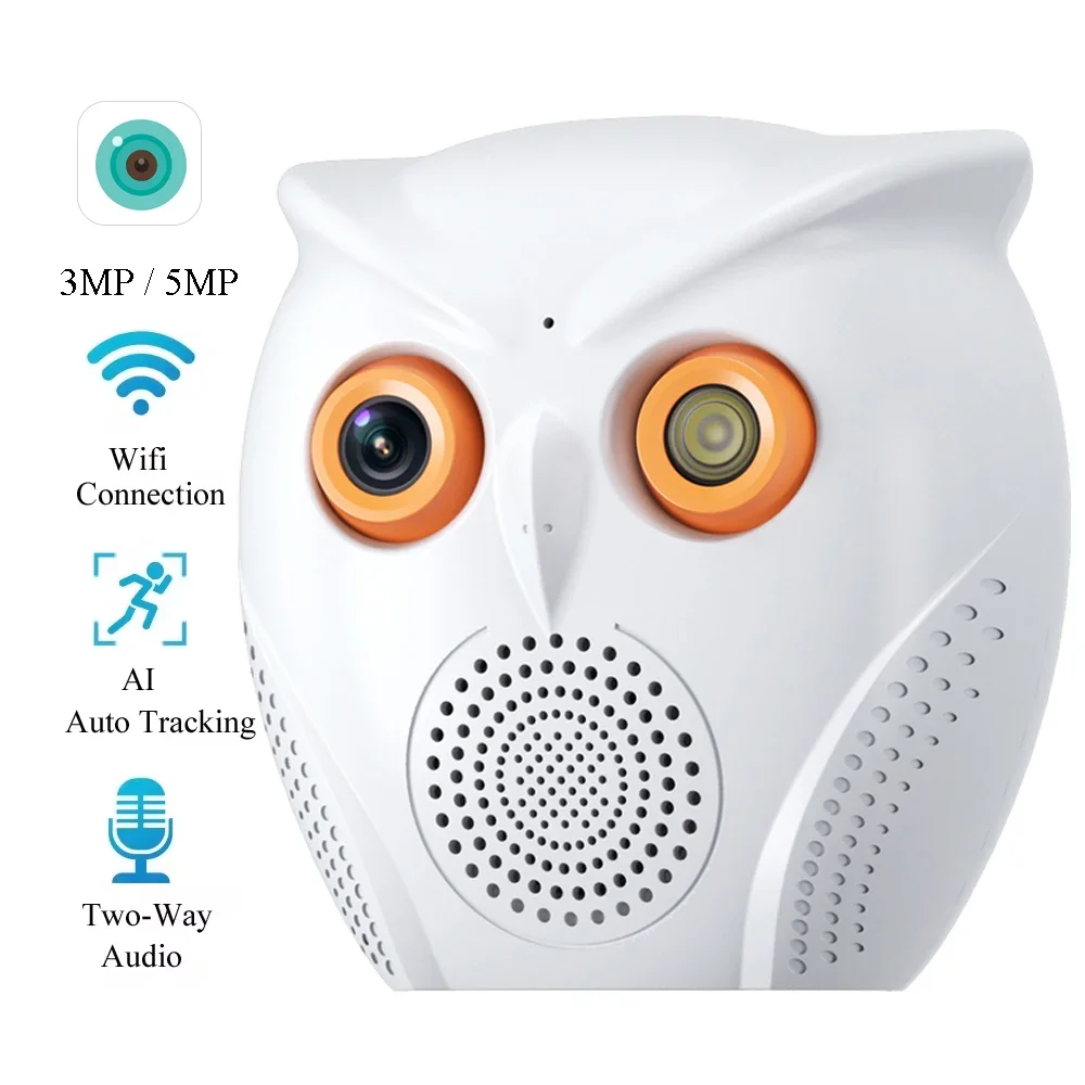 

ICSEE Owl Design Mini Indoor Camera 2K 5MP Wireless Security Camera Motion Detection Two Way Audio Wifi Surveillance Camera