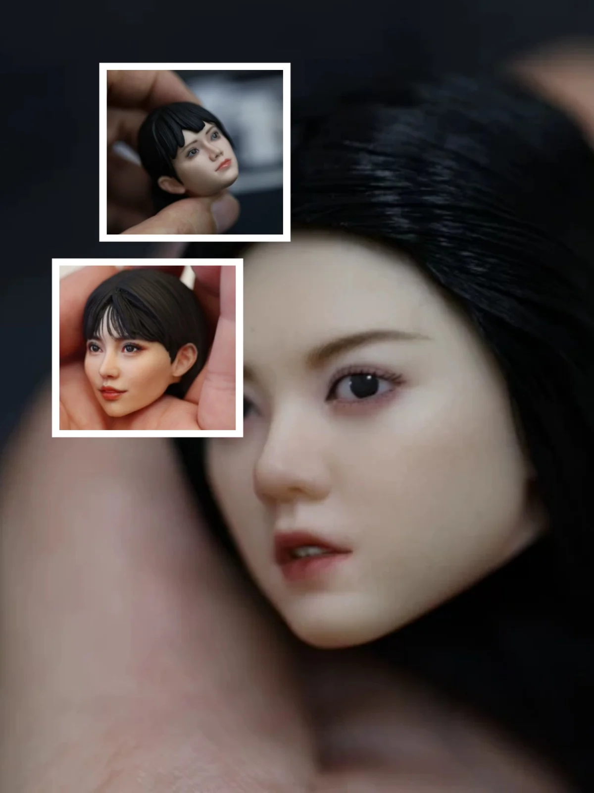 【Only Head】1/6 Scale Female Soldier Wearing Makeup Ponytail Hairstyle Painted Finished Head Sculpt Fit 12''Action Figure Model