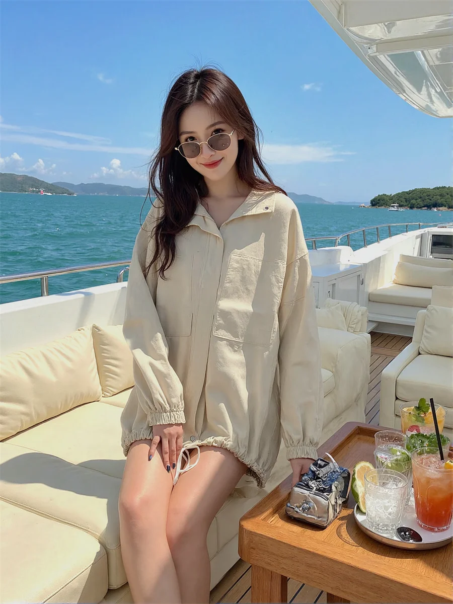 เสื้อคลุมอนาร์ก Y2K ลายพิมพ์สำหรับผู้หญิง ฤดูหนาว ผ้าเนื้อนุ่ม สวมใส่สบาย ปกพับได้ แบบสองด้าน เหมาะสำหรับใส่ในช่วงกลางฤดู