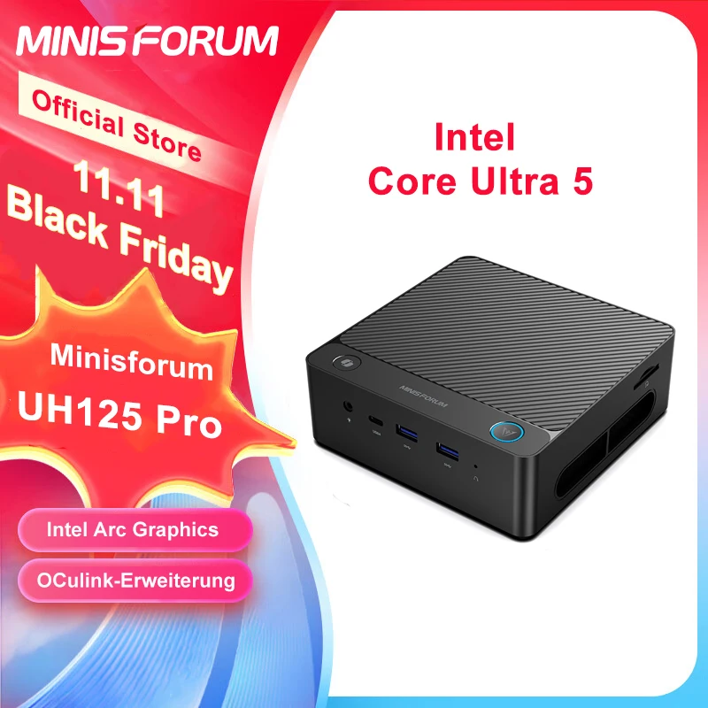 MINISFORUM UH125 Pro Mini PC Intel Core Ultra 5 Mini Desktop Computer DDR5 5600MHz Up to 4TB OCulink Gaming Mini PC Windows 11