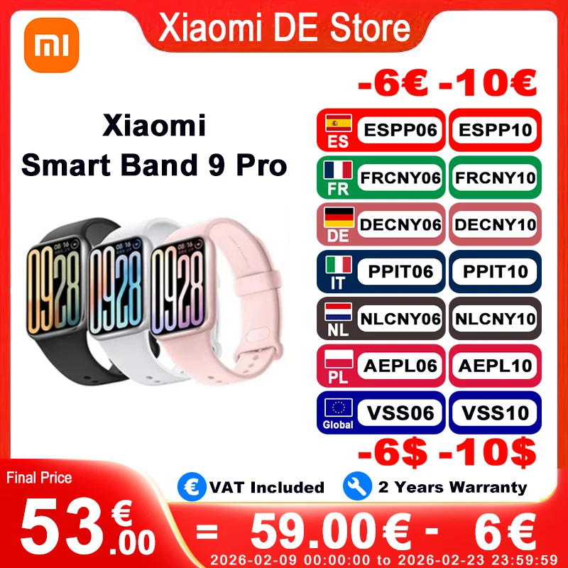 Versión Global Xiaomi Smart Band 9 Pro Smartband 1,74 "pantalla AMOLED oxígeno en sangre deportes GPS reloj inteligente pulseras Mi Band