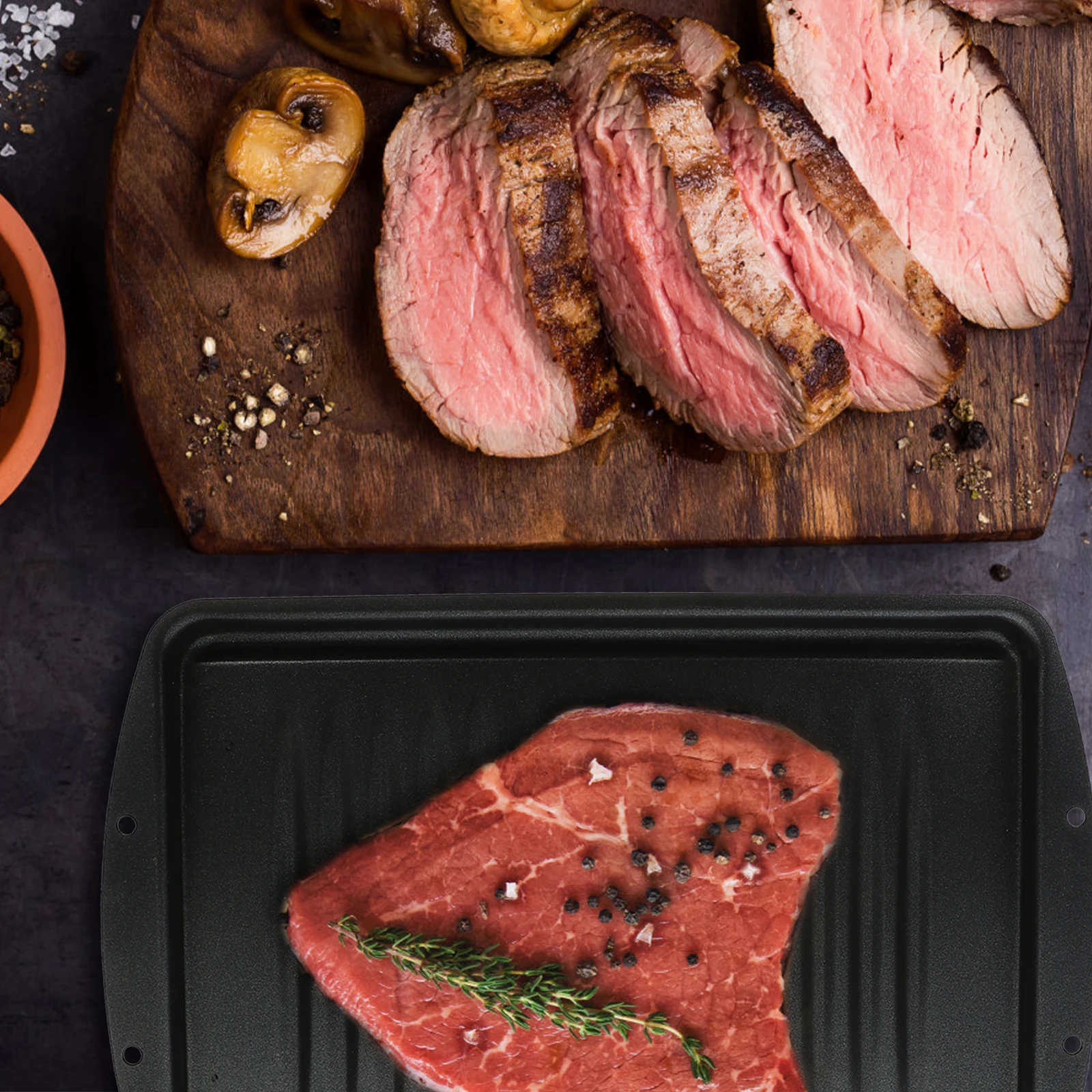 

Non stick Grilling Pan Large Cooking Surface Iron Meat Cookware Bacon Black Camping Grill Pan Stove Tops Barbecue