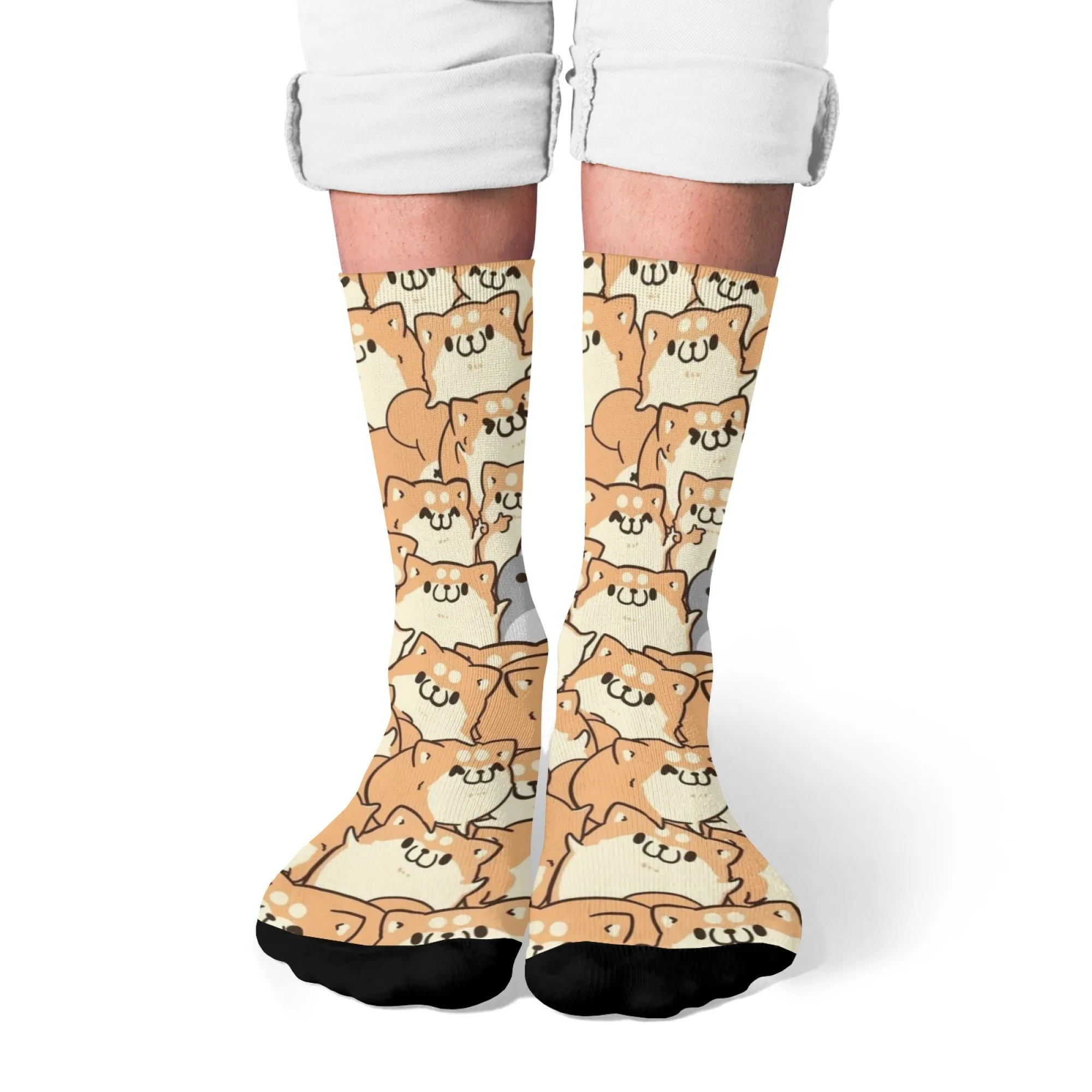 

Мужские носки с забавным принтом шиба-ину, новинка, Harajuku, ретро, уличные трендовые носки в стиле хип-хоп, удобные дышащие нескользящие носки, подарок