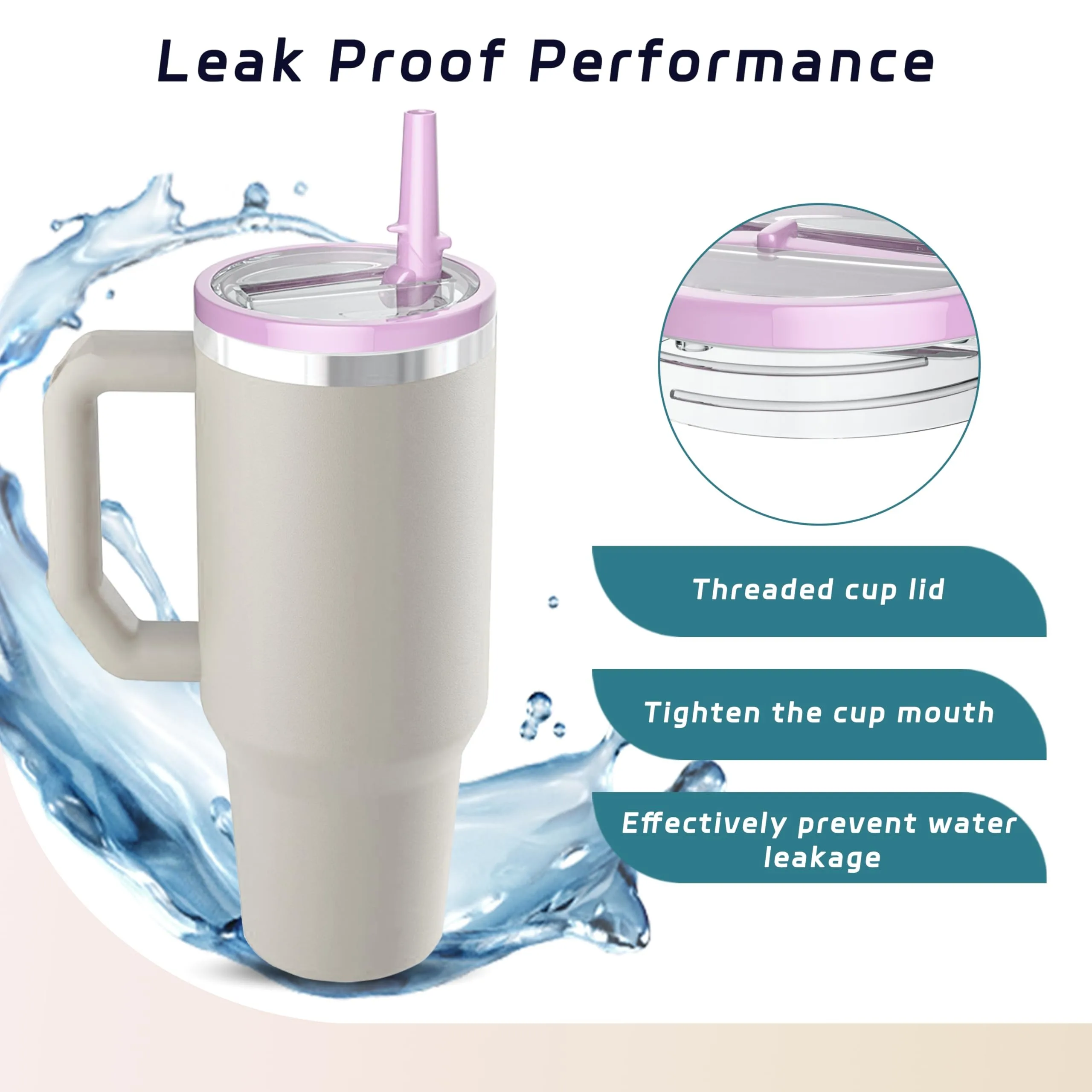 1-2pcs 30oz Leakproof with Flip Straw Lid for Stanley Cup Accessories Replacement for Stanley Quencher H2.0 30oz Tumbler view 3